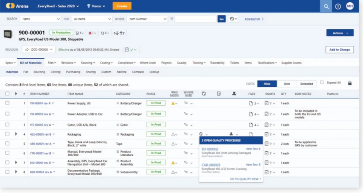 Interface Arena QMS: fonctionnalités, prix, alternatives