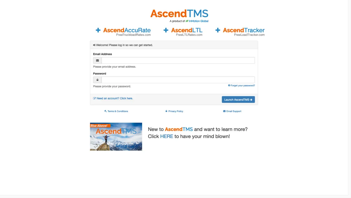 Interface AscendTMS : fonctionnalités, prix, alternatives