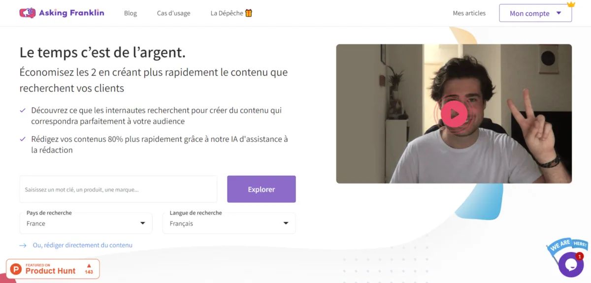 Notre avis sur Asking Franklin : un logiciel de marketing de contenu (content marketing) à découvrir