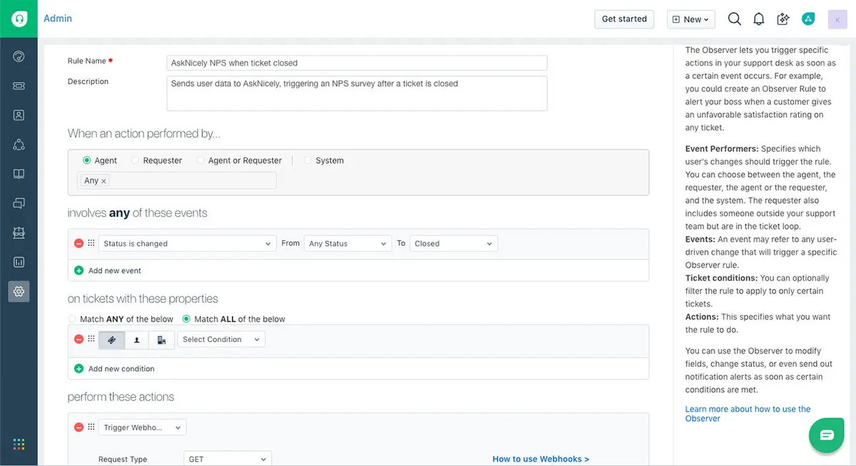 Interface AskNicely: fonctionnalités, prix, alternatives