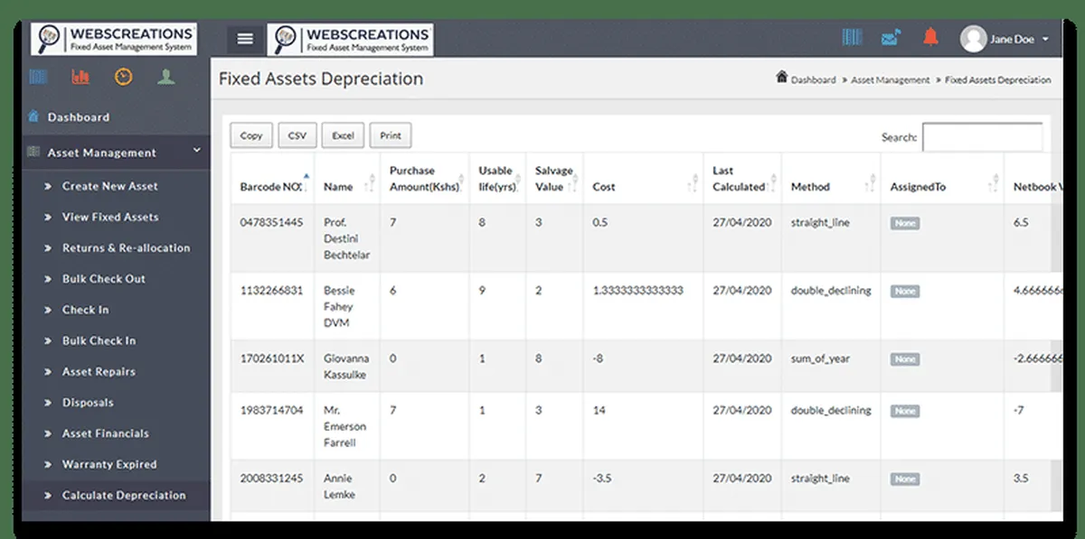 Interface AsseTrack FAMS: fonctionnalités, prix, alternatives