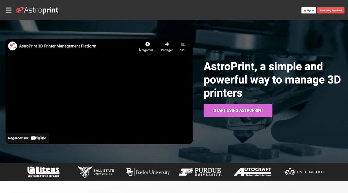 Interface AstroPrint : fonctionnalités, prix, alternatives
