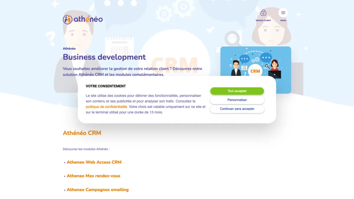 Interface Atheneo CRM : fonctionnalités, prix, alternatives