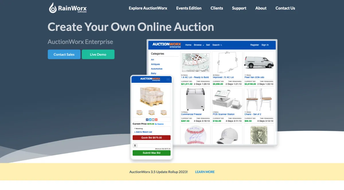 Interface AuctionWorx Enterprise : fonctionnalités, prix, alternatives Interface AuctionWorx Enterprise : fonctionnalités, prix, alternatives