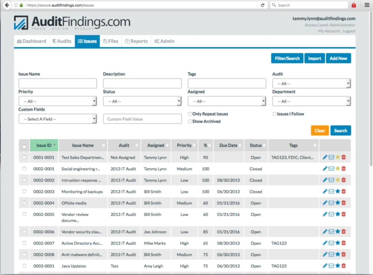 Notre avis sur Auditfindings : un logiciel de bug tracking / débogage à découvrir