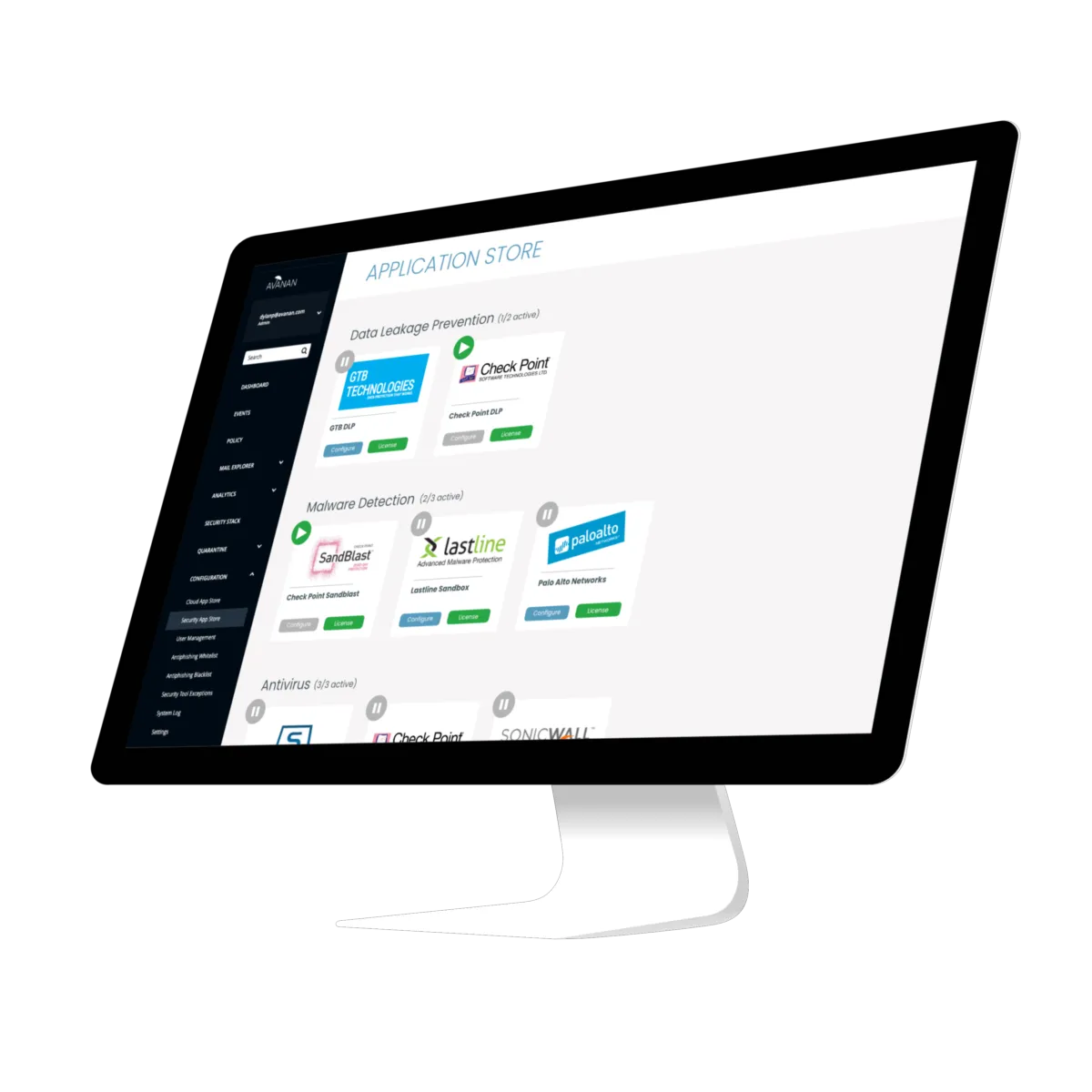 Interface Avanan: fonctionnalités, prix, alternatives