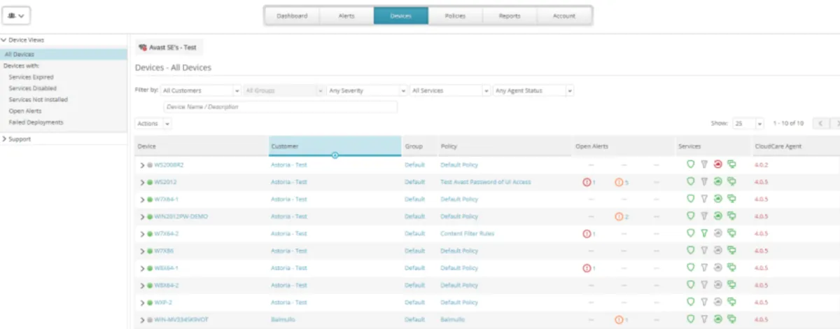 Interface Avast Business CloudCare: fonctionnalités, prix, alternatives Interface Avast Business CloudCare: fonctionnalités, prix, alternatives