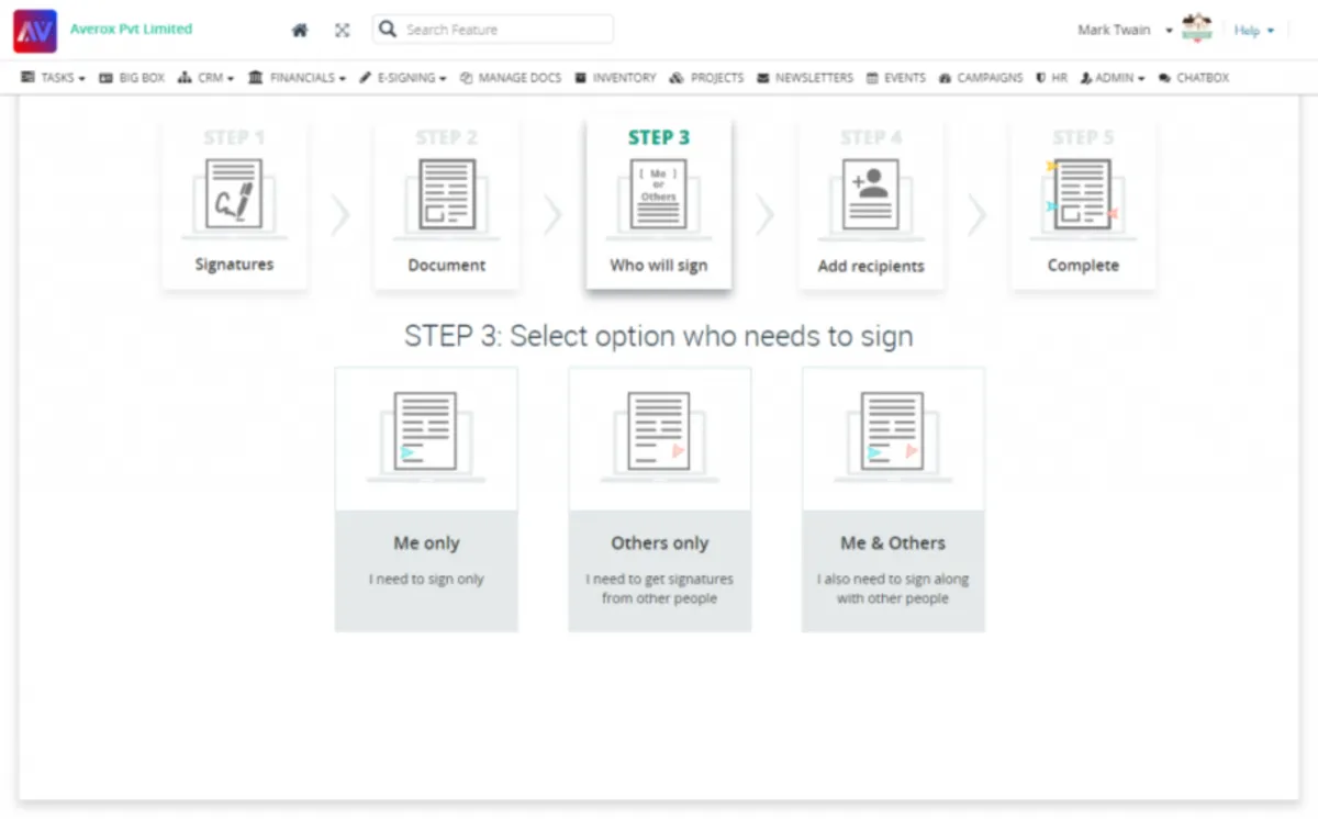 Interface Averox Business Management: fonctionnalités, prix, alternatives