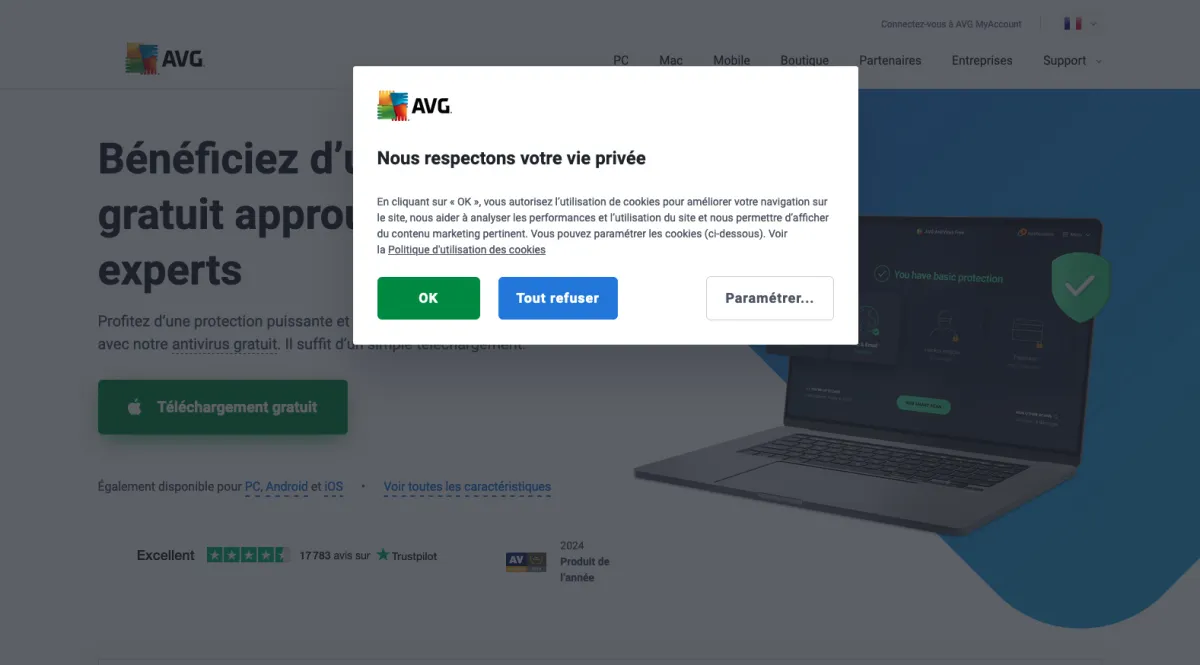 Interface AVG Internet Security : fonctionnalités, prix, alternatives