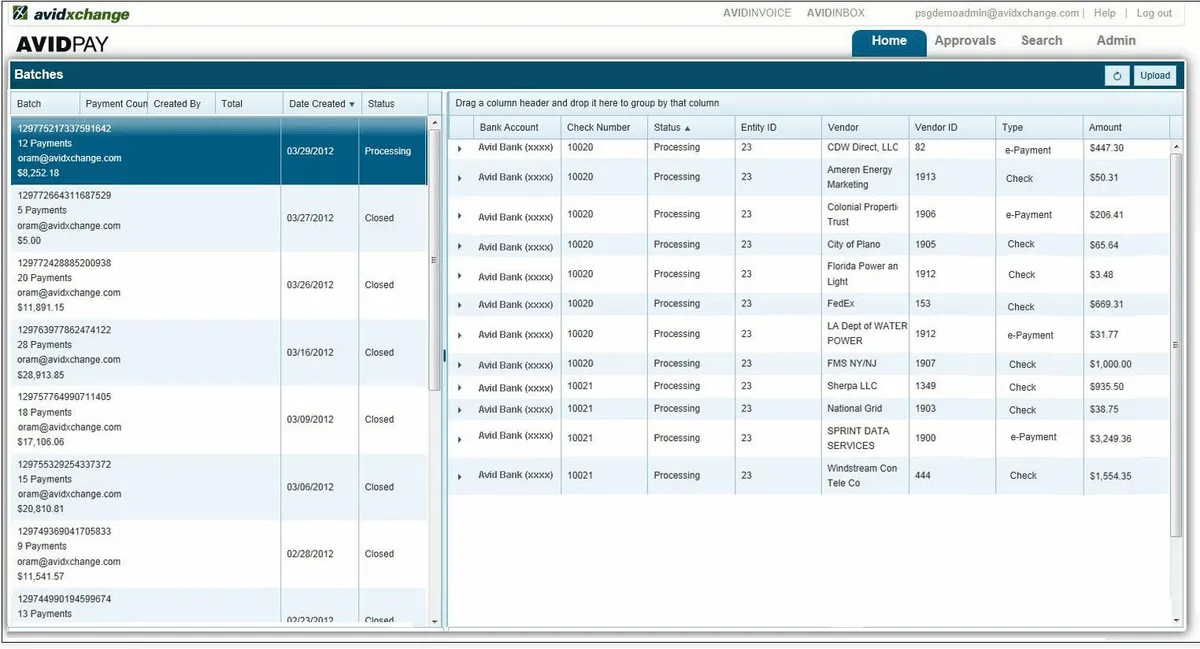 Interface AvidXchange: fonctionnalités, prix, alternatives