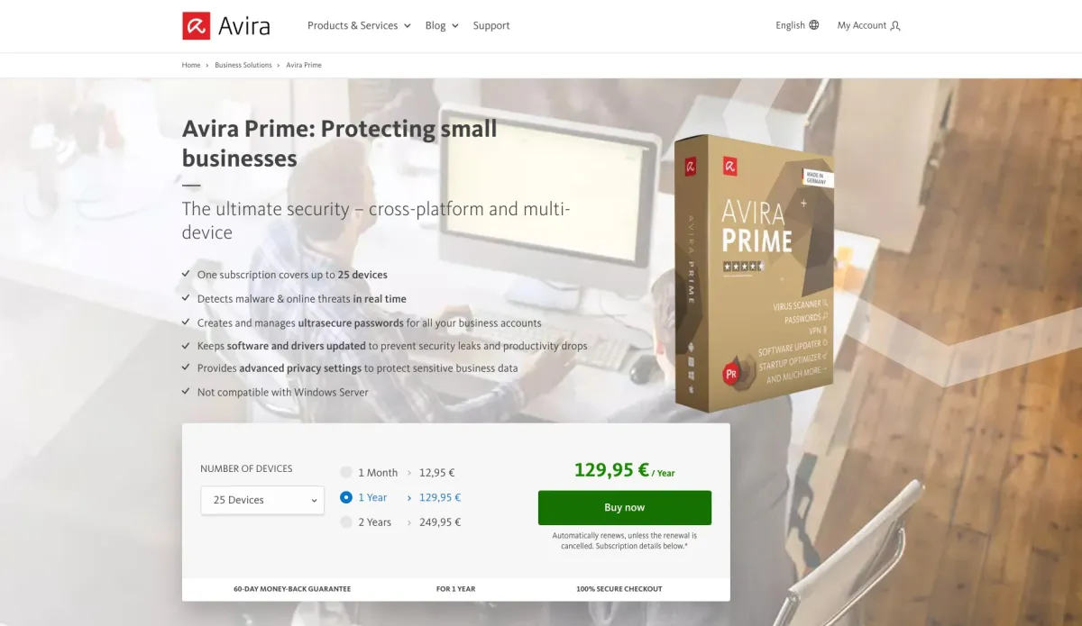 Interface Avira Prime : fonctionnalités, prix, alternatives