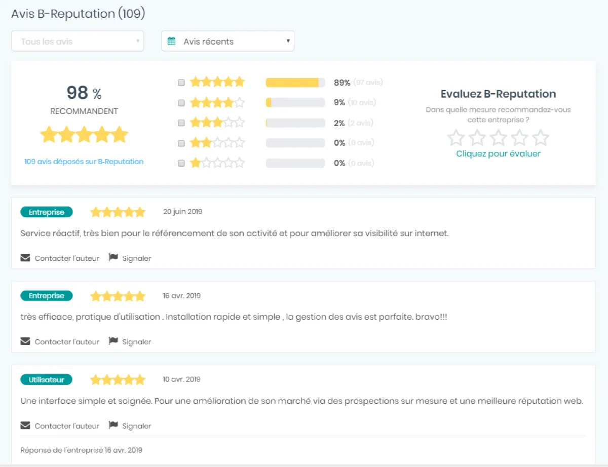 Notre avis sur Avis clients B-Reputation : un logiciel de gestion de réputation à découvrir