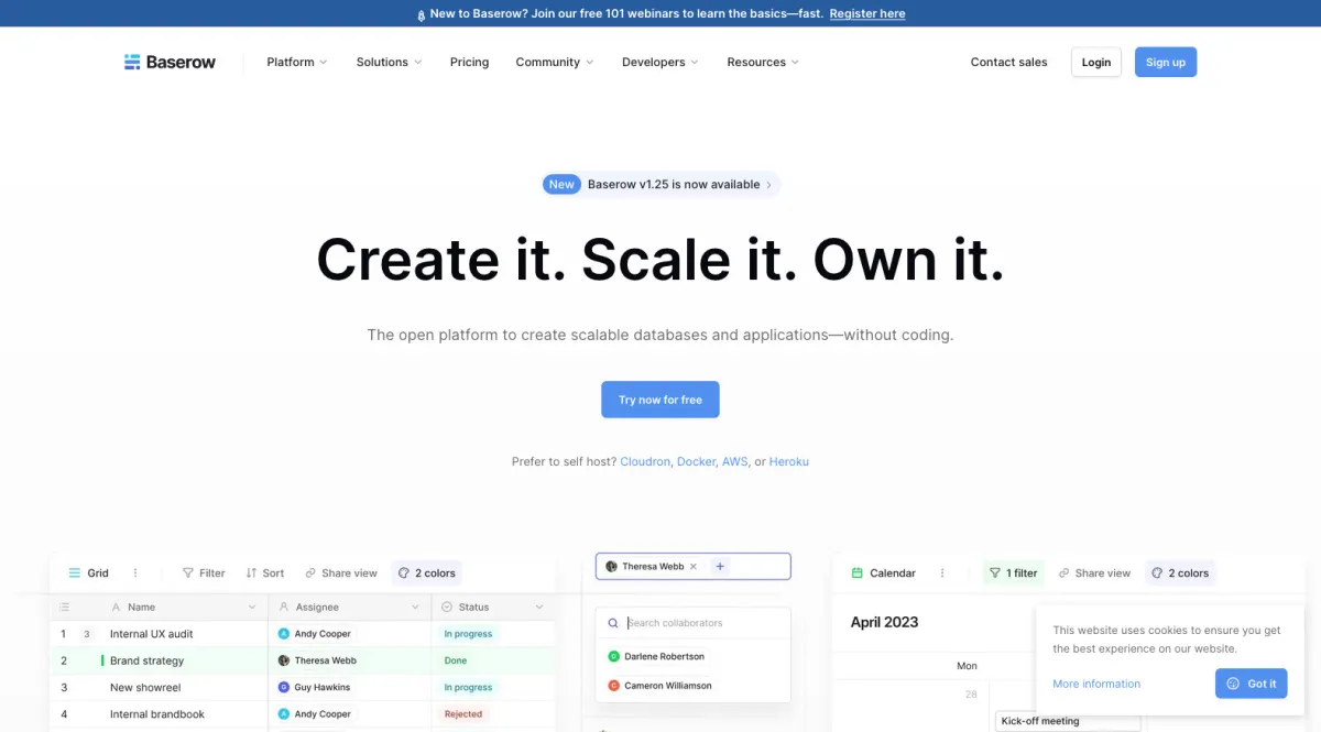 Interface Baserow : fonctionnalités, prix, alternatives
