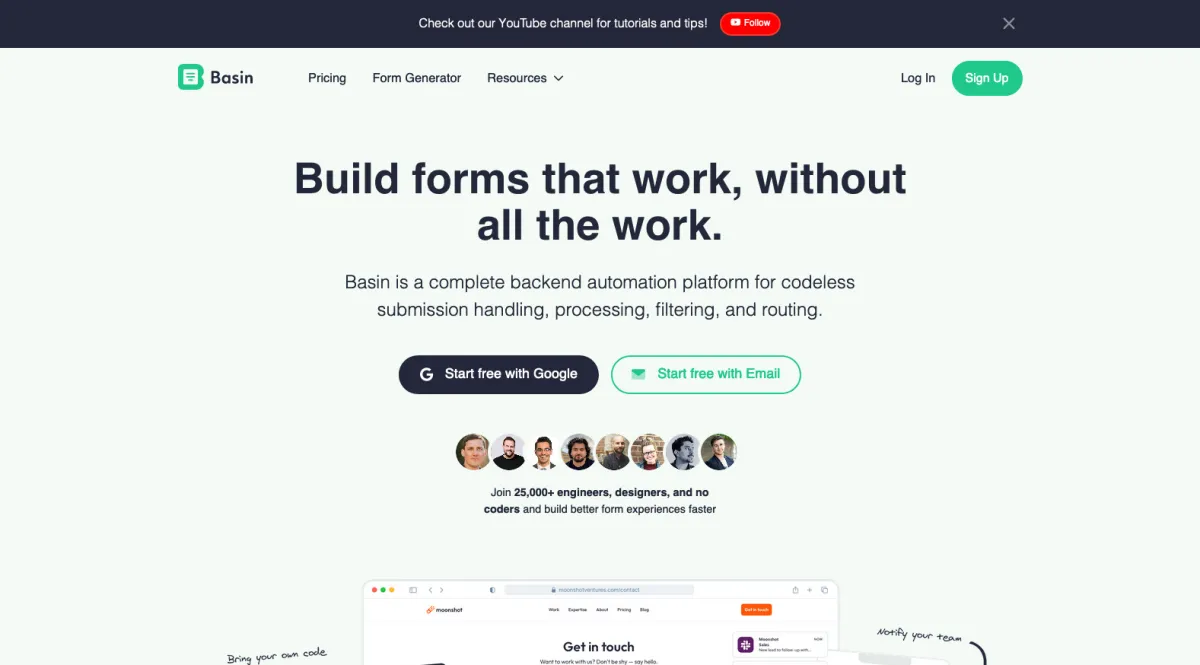 Notre avis sur Basin : un logiciel de création de formulaires à découvrir