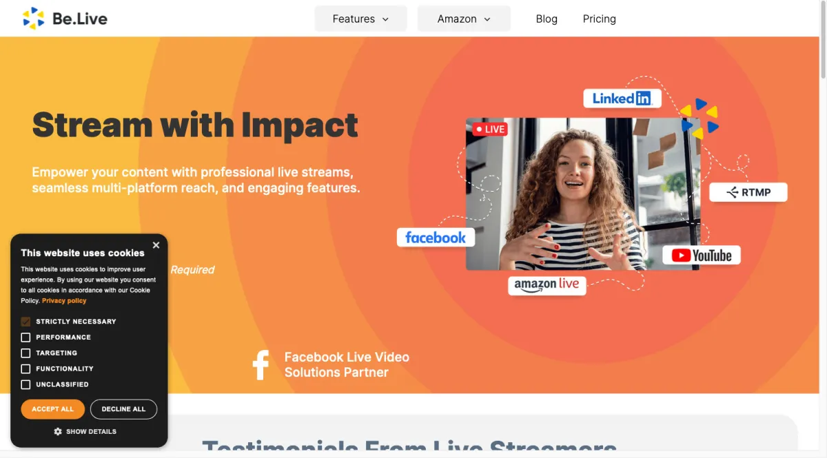 Interface Be.Live : fonctionnalités, prix, alternatives