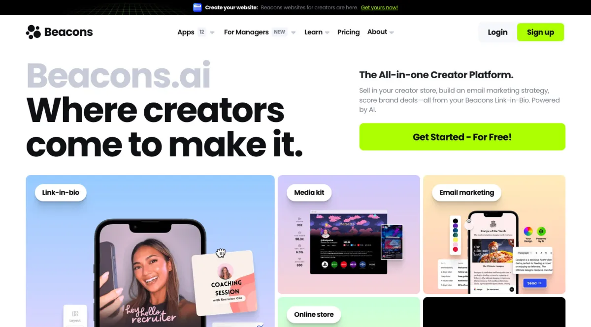 Beacons: avis sur le logiciel de création de site web (website builder): fonctionnalités, avantages, inconvénients et tarifs