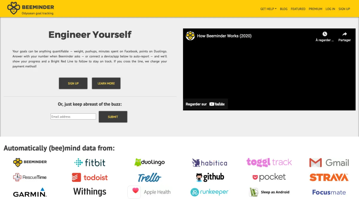 Interface Beeminder : fonctionnalités, prix, alternatives