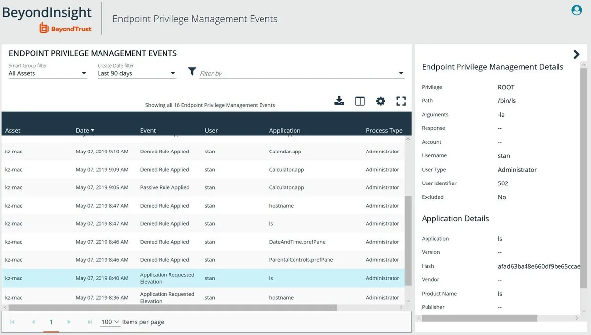Interface BeyondTrust Endpoint Privilege Management: image, ergonomie, alternatives Interface BeyondTrust Endpoint Privilege Management: image, ergonomie, alternatives