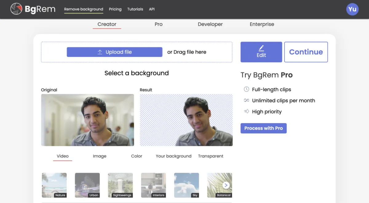 Interface BgRem: image, ergonomie, alternatives