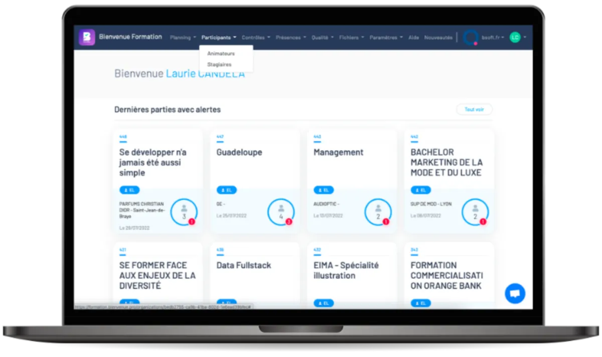 Bienvenue Formation: avis sur le logiciel de gestion des présences: fonctionnalités, avantages, inconvénients et tarifs