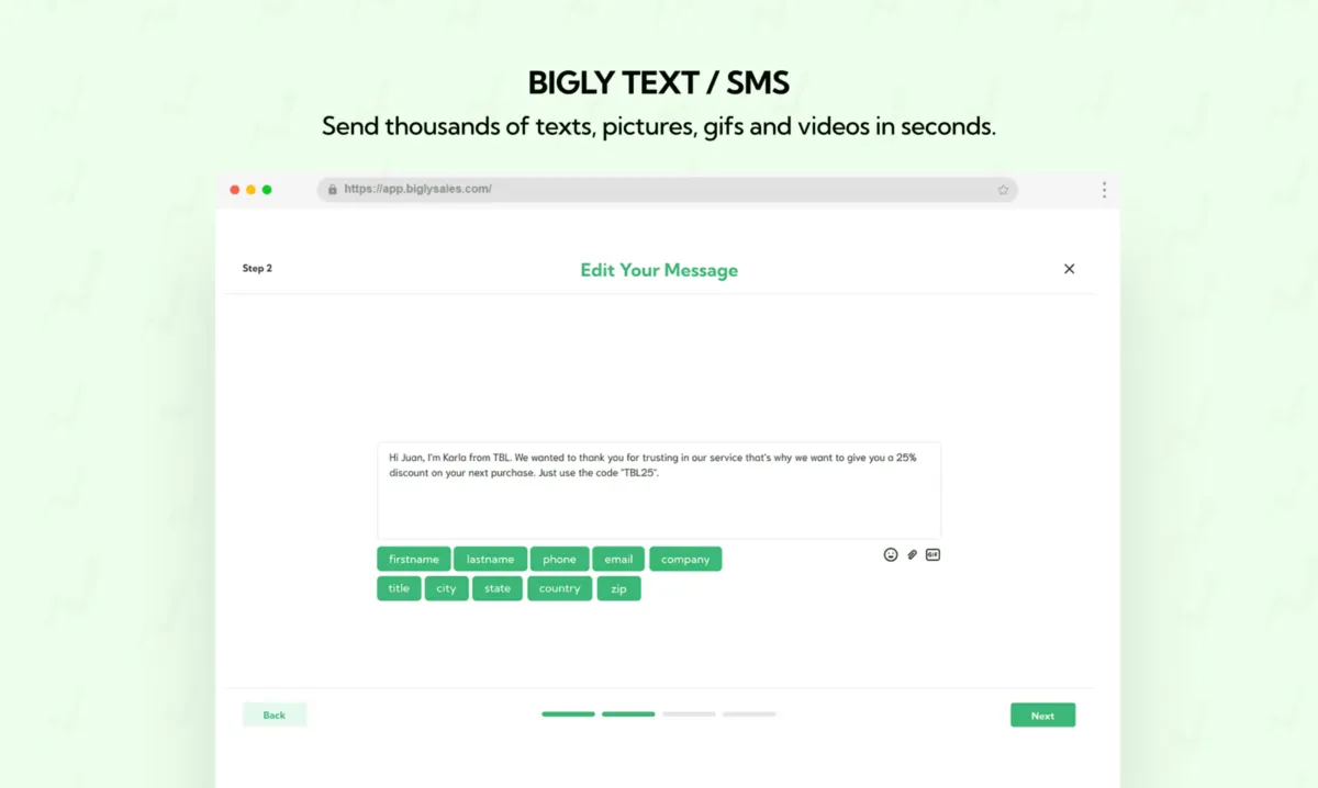 Interface Bigly Sales: fonctionnalités, prix, alternatives