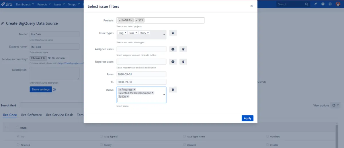 Interface BigQuery Connector for Jira: fonctionnalités, prix, alternatives