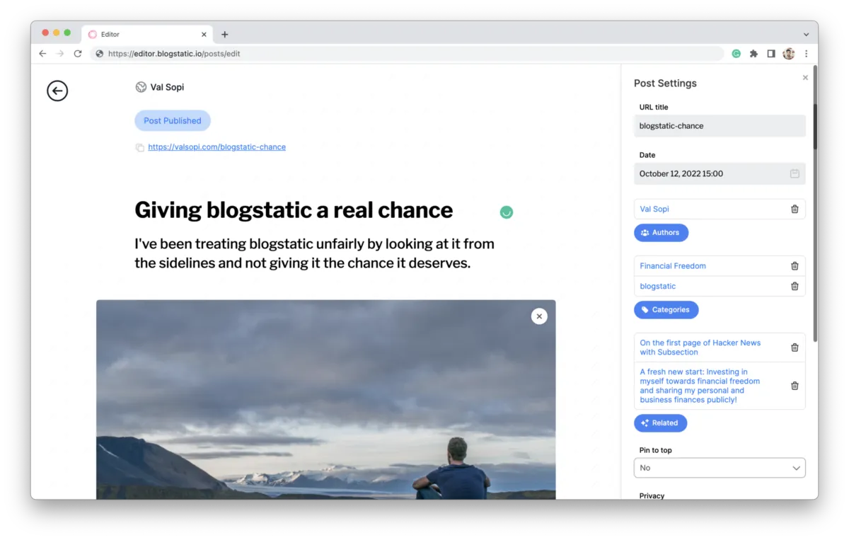 Interface blogstatic: fonctionnalités, prix, alternatives