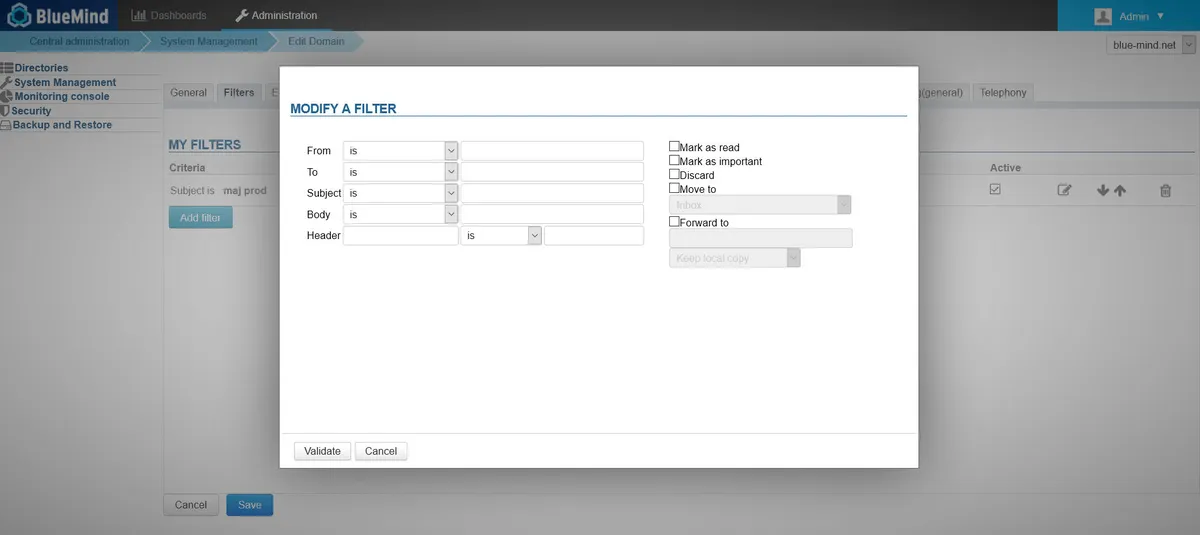 Interface Bluemind: fonctionnalités, prix, alternatives