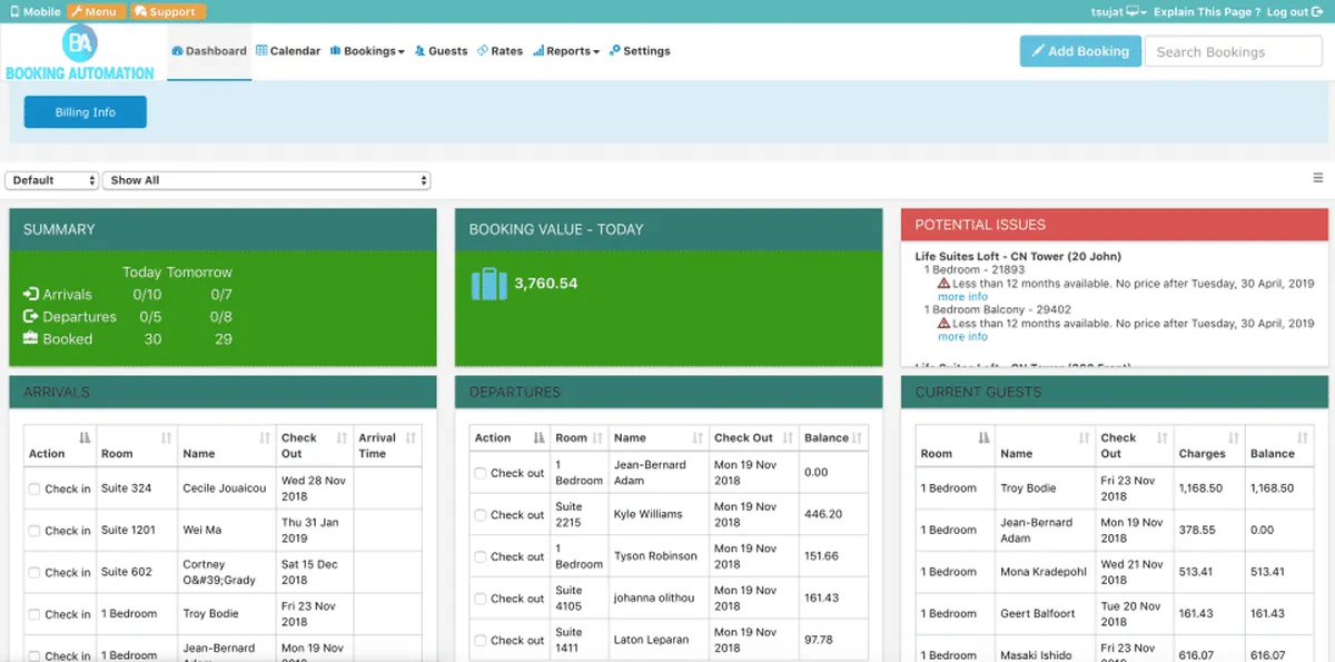 Booking Automation: avis sur le logiciel de gestion hôtelière (PMS: property management system): fonctionnalités, avantages, inconvénients et tarifs
