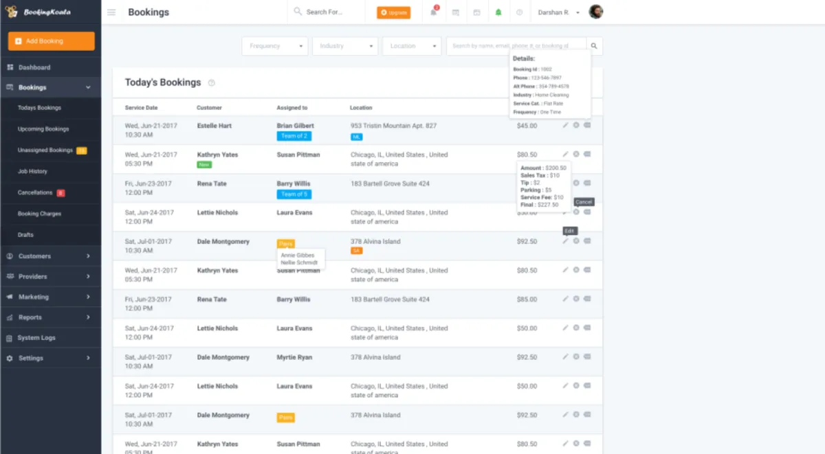 Interface BookingKoala: fonctionnalités, prix, alternatives