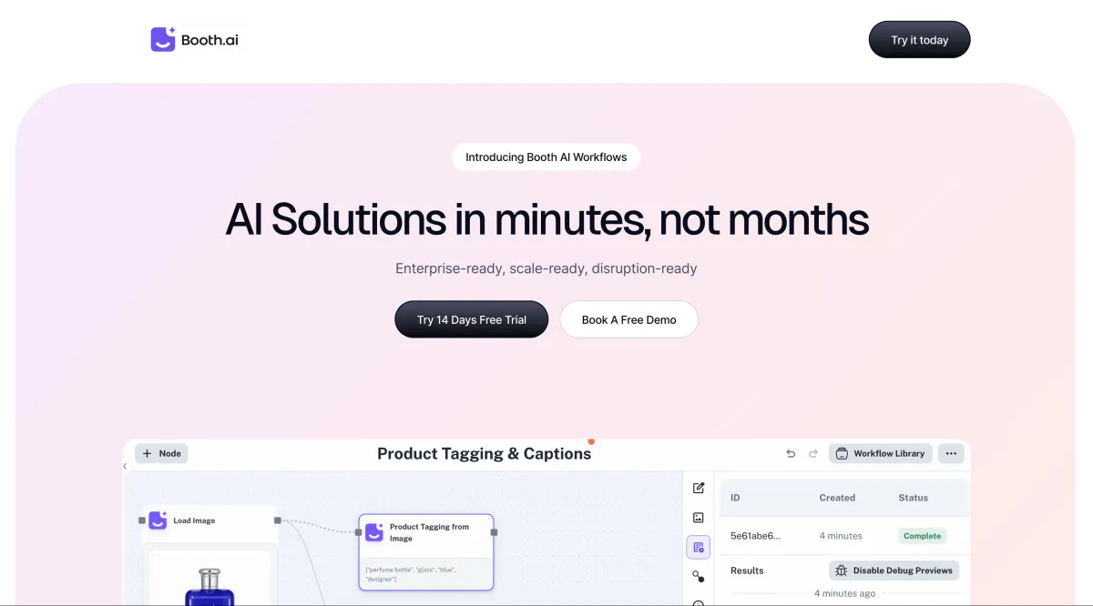 Interface Booth.ai : fonctionnalités, prix, alternatives
