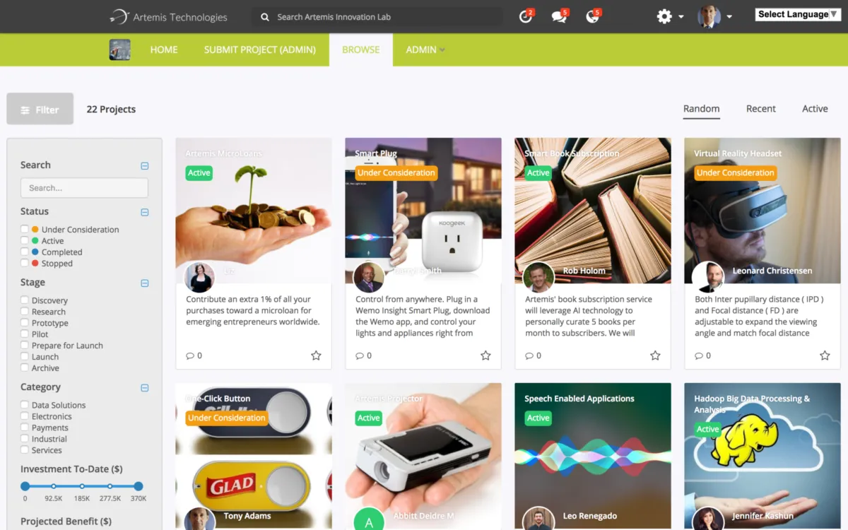Interface Brightidea: fonctionnalités, prix, alternatives
