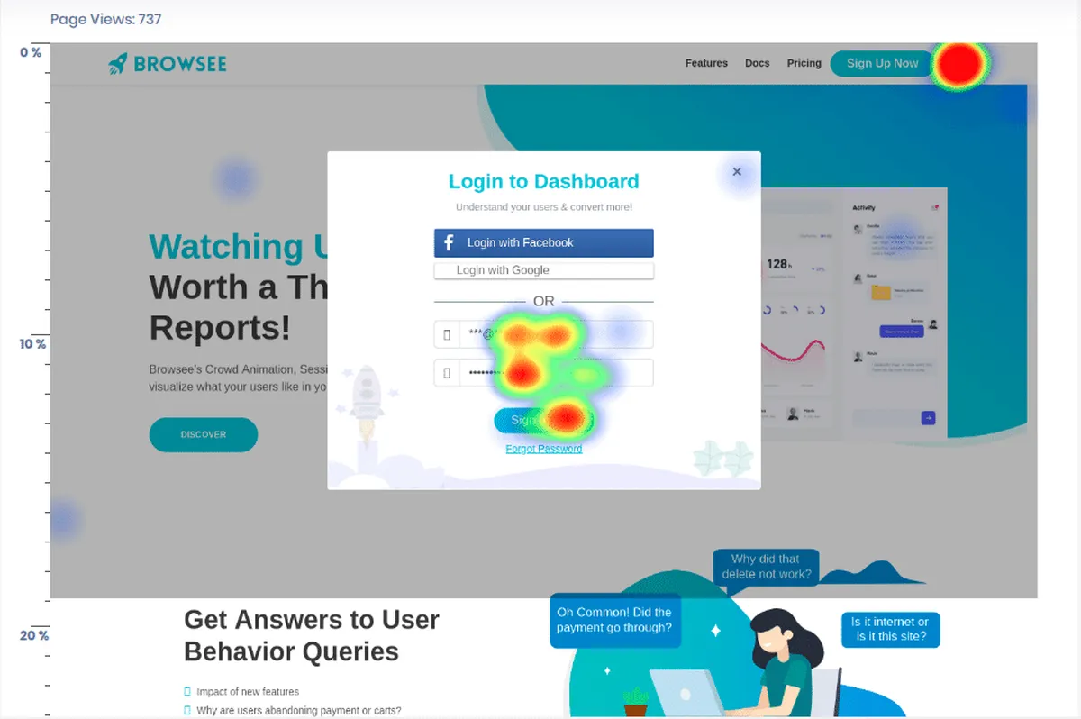 Browsee: avis sur le logiciel de heatmap / eye tracking (carte de chaleur): fonctionnalités, avantages, inconvénients et tarifs