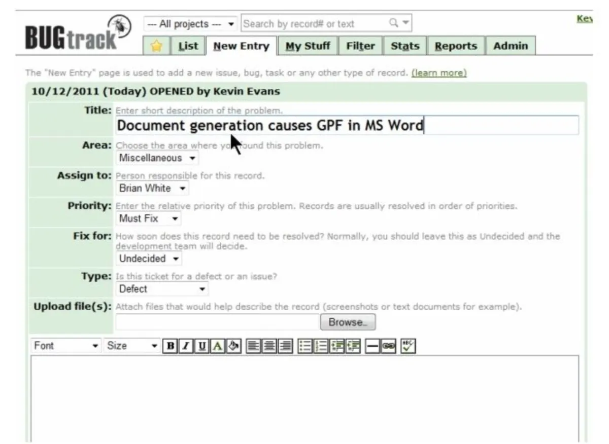 Interface BUGtrack: fonctionnalités, prix, alternatives