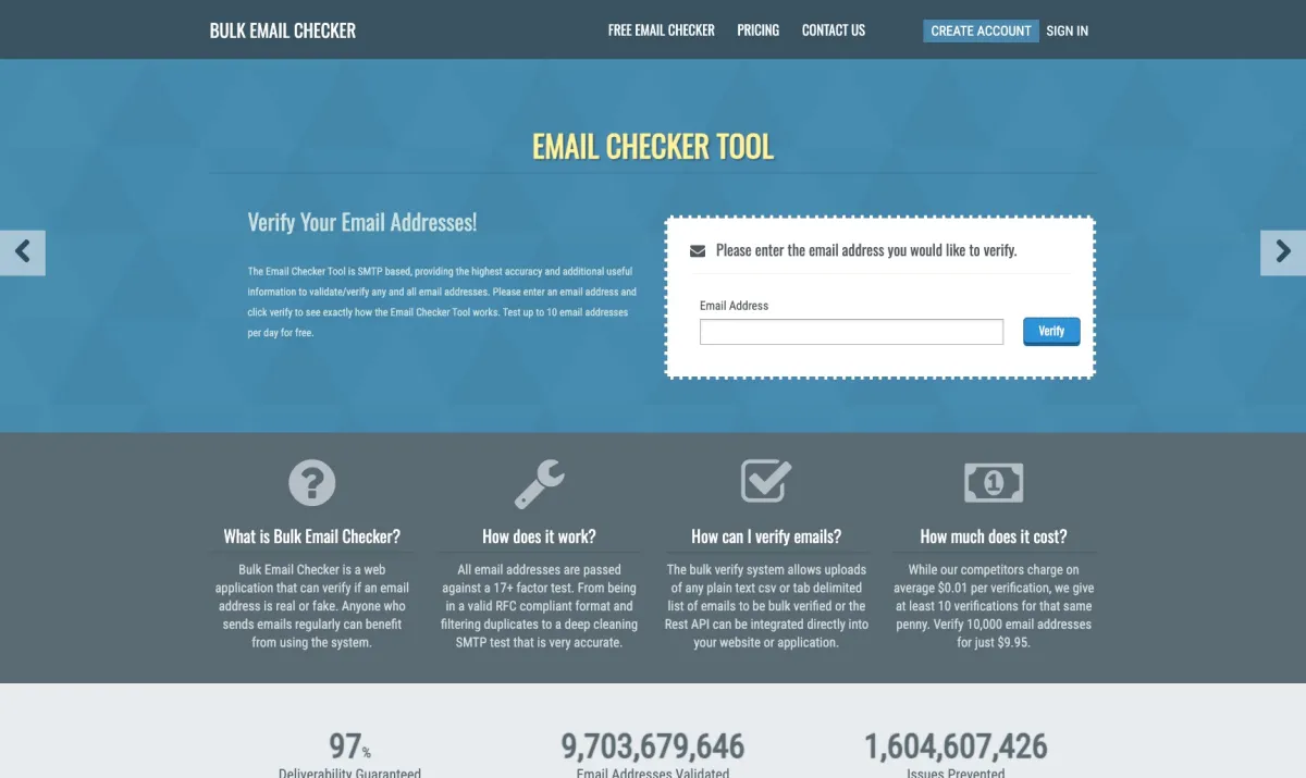 Interface Bulk Email Checker : image, ergonomie, alternatives Interface Bulk Email Checker : image, ergonomie, alternatives