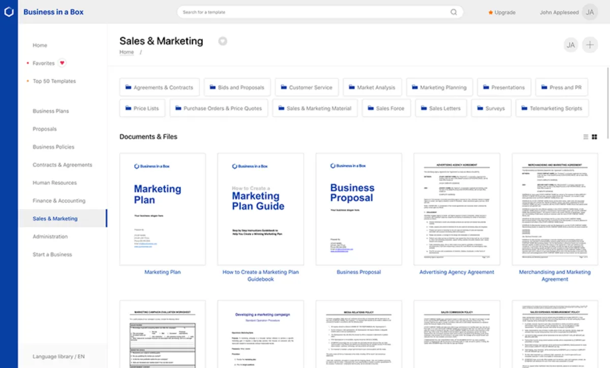 Interface Business-in-a-Box: fonctionnalités, prix, alternatives