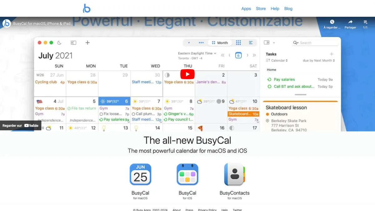 Interface BusyCal : fonctionnalités, prix, alternatives