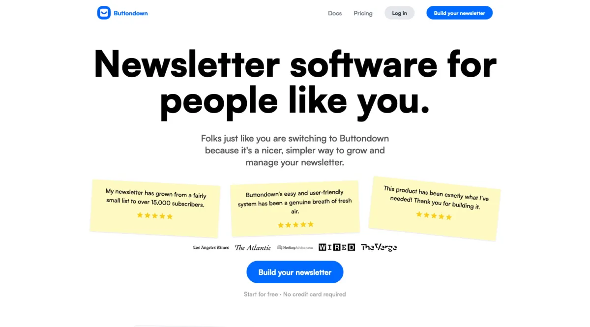 Interface Buttondown : fonctionnalités, prix, alternatives