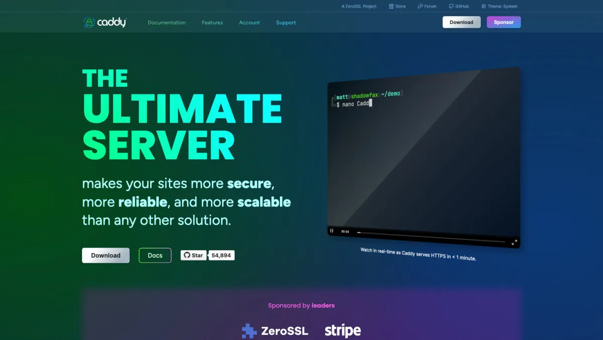 Interface Caddy Server : fonctionnalités, prix, alternatives