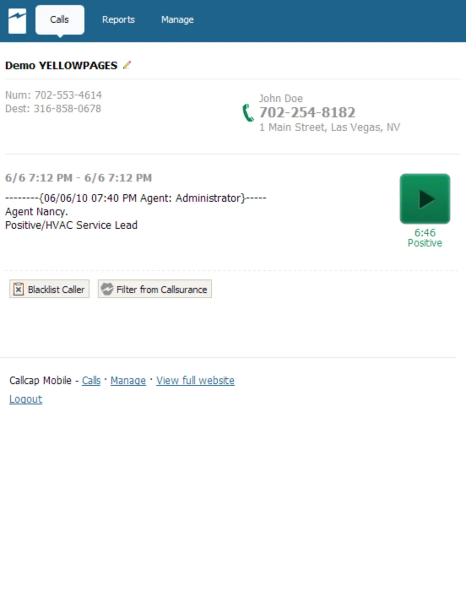 Interface Callcap: fonctionnalités, prix, alternatives