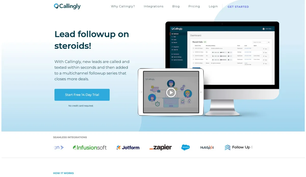 Interface Callingly : fonctionnalités, prix, alternatives