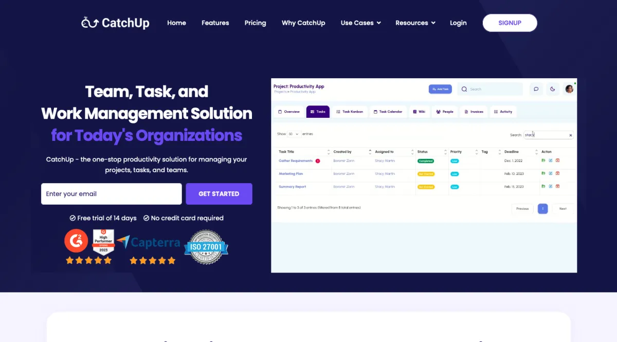 Interface Catchup : fonctionnalités, prix, alternatives
