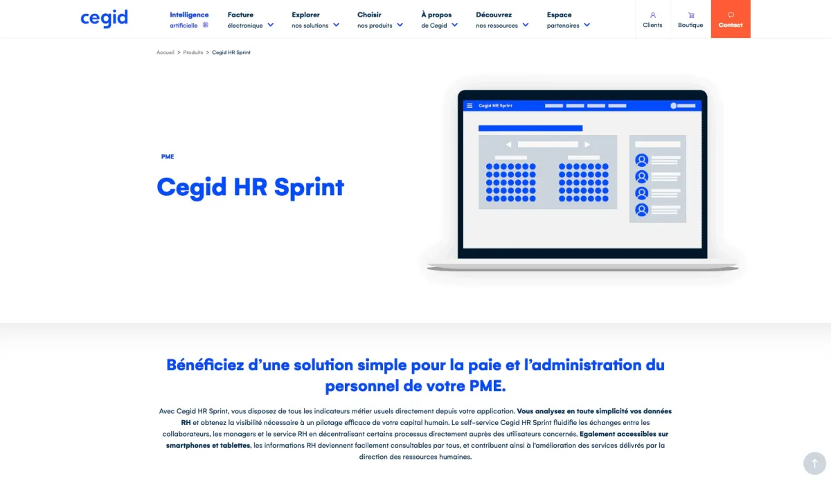 Interface Cegid HR Sprint : fonctionnalités, prix, alternatives