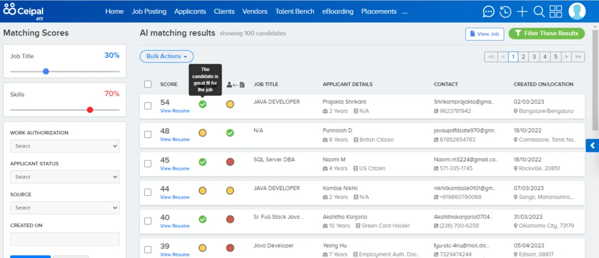 Interface CEIPAL ATS: fonctionnalités, prix, alternatives