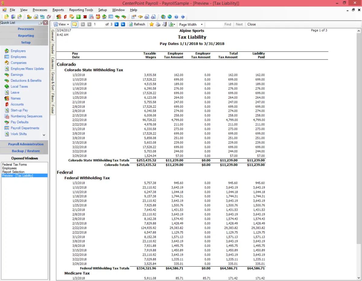 Interface CenterPoint Payroll: fonctionnalités, prix, alternatives