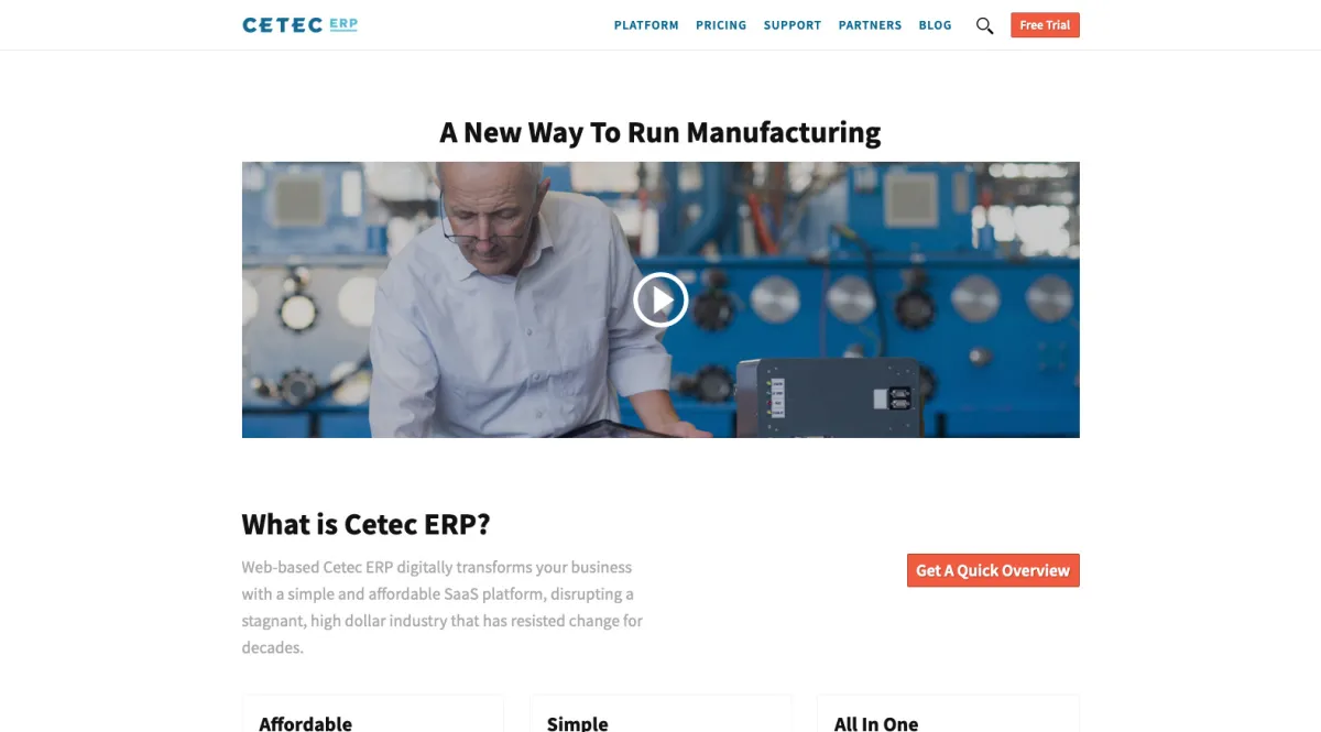 Interface Cetec ERP : fonctionnalités, prix, alternatives