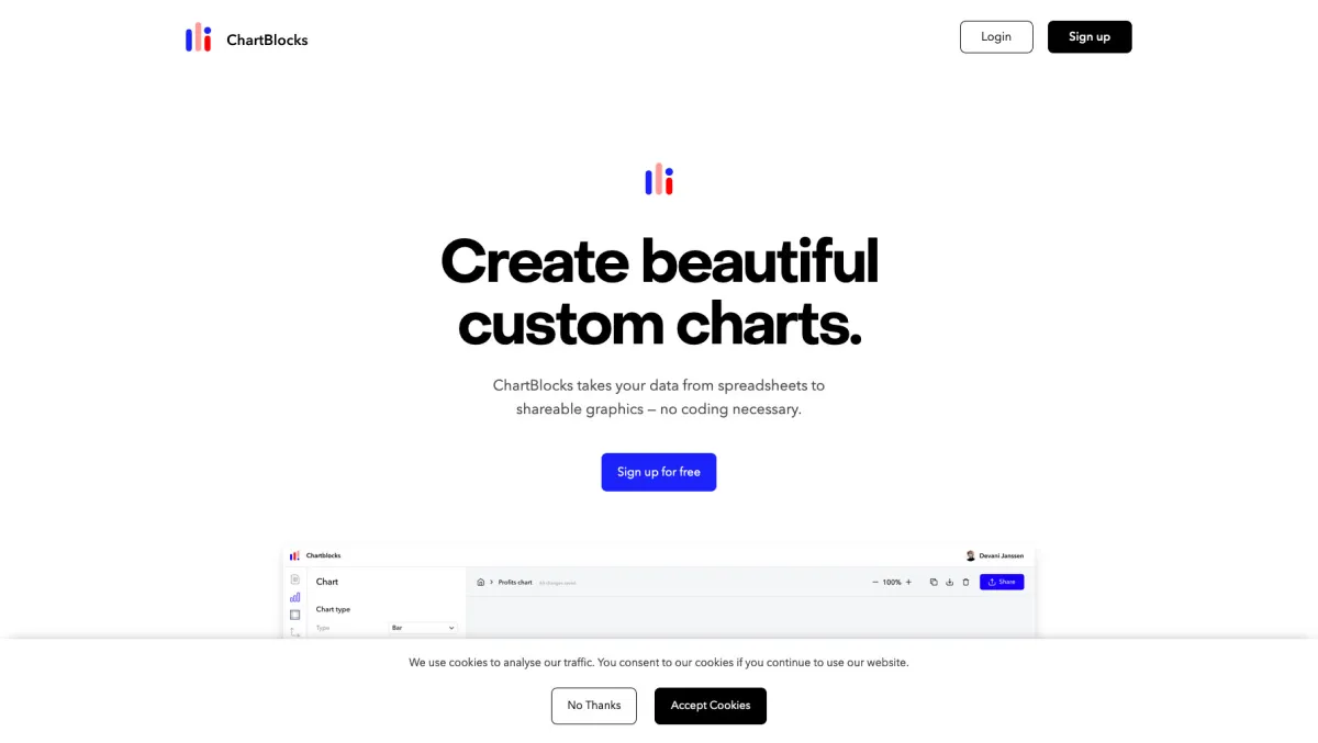 Interface Chartblocks : fonctionnalités, prix, alternatives