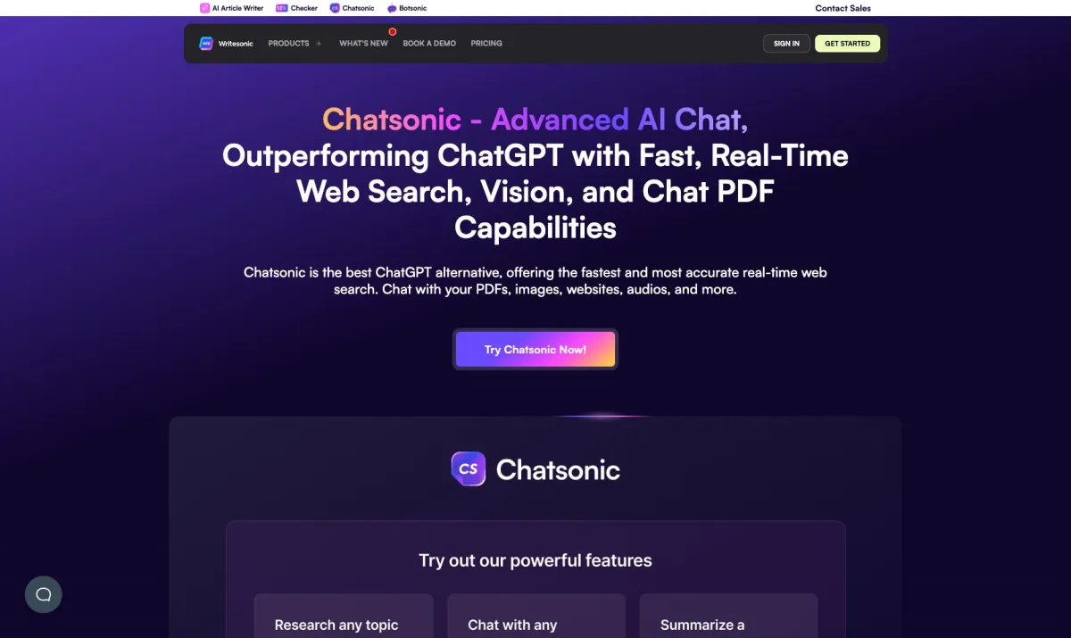 Interface ChatSonic : fonctionnalités, prix, alternatives