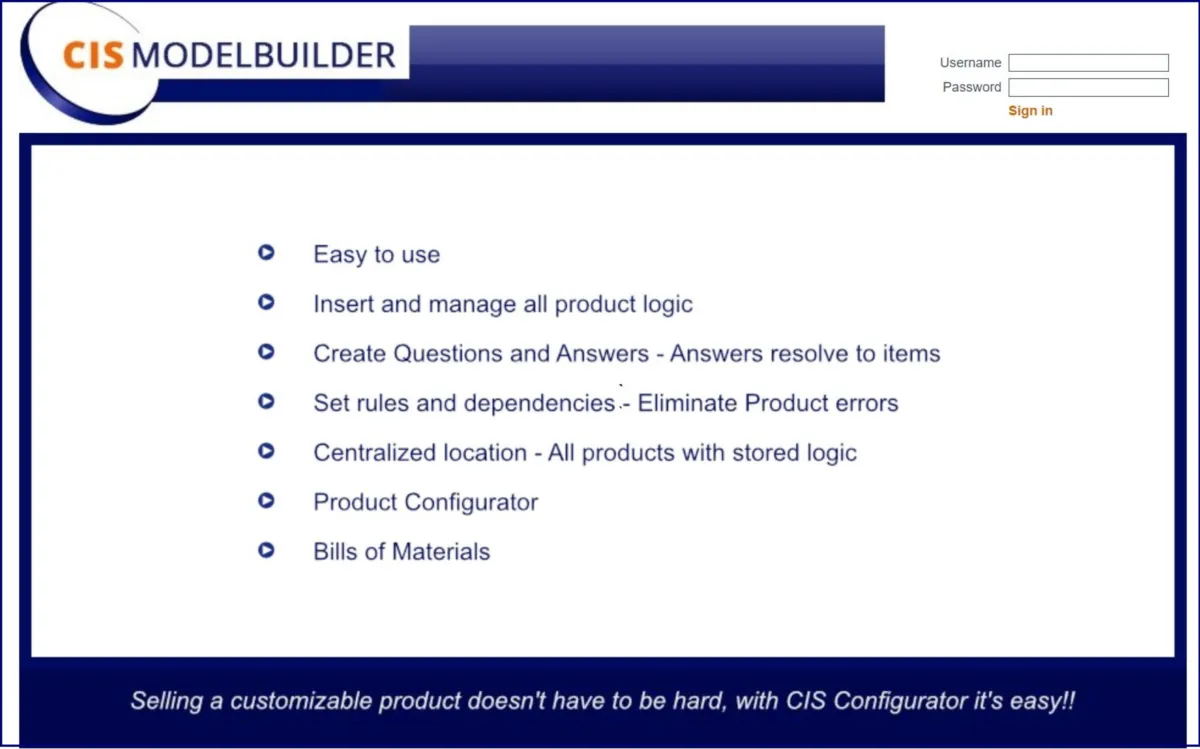 Interface CIS Configurator: fonctionnalités, prix, alternatives