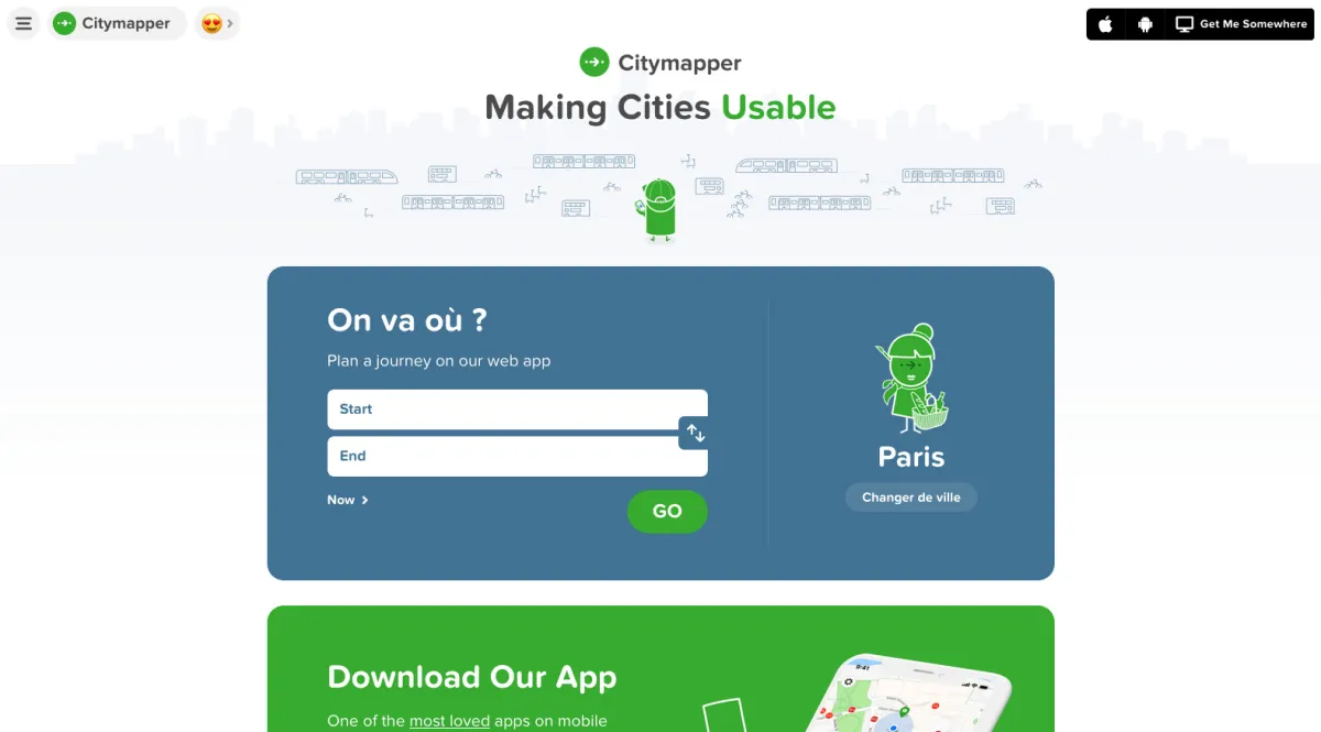 Interface Citymapper : image, ergonomie, alternatives Interface Citymapper : image, ergonomie, alternatives